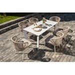 "Венето" обеденная группа на 6 персон со стульями "Милан", каркас белый, роуп бежевый