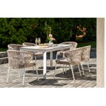 "Венето" обеденная группа на 6 персон со стульями "Милан", каркас белый, роуп бежевый