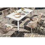 "Венето" обеденная группа на 6 персон со стульями "Милан", каркас белый, роуп бежевый