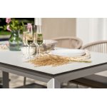 "Венето" обеденная группа на 6 персон со стульями "Милан", каркас белый, роуп бежевый