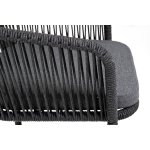 "Марсель" стул барный плетеный из роупа, каркас из стали темно-серый (RAL7024) муар, роуп темно-серый круглый, ткань темно-серая 027