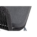 "Марсель" стул барный плетеный из роупа, каркас из стали темно-серый (RAL7024) муар, роуп темно-серый круглый, ткань темно-серая 027