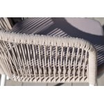 "Марсель" стул плетеный из роупа, каркас алюминий белый муар, роуп бежевый круглый, ткань бежевая 15052