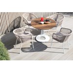 "Марсель" стул плетеный из роупа, каркас алюминий белый муар, роуп бежевый круглый, ткань бежевая 15052