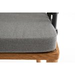 "Диего" стул плетеный из роупа, основание дуб, каркас из стали темно-серый (RAL7024) муар, роуп темно-серый круглый, ткань темно-серая 027