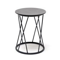 "Колумбия" журнальный стол из HPL круглый Ø40 H55, каркас из стали темно-серый (RAL 7024) муар, цвет столешницы "серый гранит"