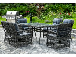 "Цесена" обеденная группа плетеная из искусственного ротанга, цвет графит "Цесена" обеденная группа плетеная из искусственного ротанга, цвет графит