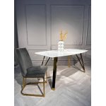Стол обеденный Соар-2 F-1690,160х90х76 см, бело-серая керамика/золото