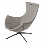 Комплект кресло HUG светло-серый, экокожа, шенилл с оттоманкой светло-серый, экокожа