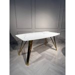 Стол обеденный Соар-2 F-1690,160х90х76 см, бело-серая керамика/золото