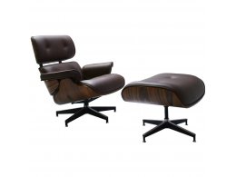 Кресло EAMES LOUNGE CHAIR и оттоманка EAMES LOUNGE CHAIR коричневые