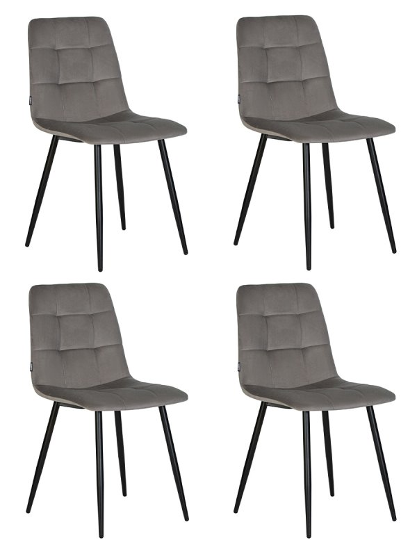 Набор 4 шт Стул обеденный DOBRIN CHILLY, Темно-серый Holland 18, основание черное
