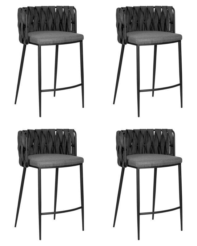 Набор 4 шт Стул полубарный DOBRIN AMELIA COUNTER, серая ткань (F-48), темно-серый винтажный PU (MF-12)