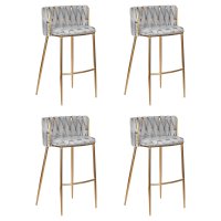 Набор 4 шт Стул барный DOBRIN EMMA GOLD, светло-серый велюр (135-37)