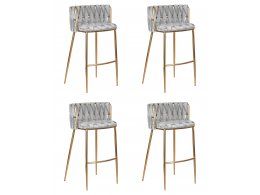 Набор 4 шт Стул барный DOBRIN EMMA GOLD, светло-серый велюр (135-37)