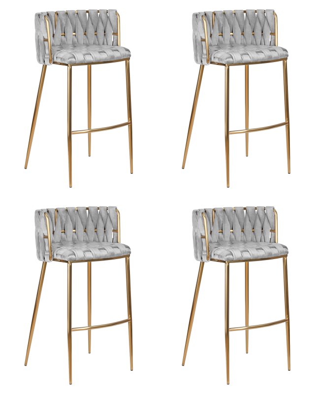 Набор 4 шт Стул барный DOBRIN EMMA GOLD, светло-серый велюр (135-37)