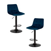 Набор 2 шт Стул барный DOBRIN TAILOR BLACK, синий велюр (MJ9-117)