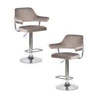 Набор 2 шт Стул барный DOBRIN CHARLY, серый велюр (MJ9-75)