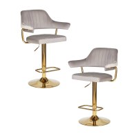 Набор 2 шт Стул барный DOBRIN CHARLY GOLD, серый велюр (MJ9-75)