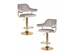 Набор 2 шт Стул барный DOBRIN CHARLY GOLD, серый велюр (MJ9-75)
