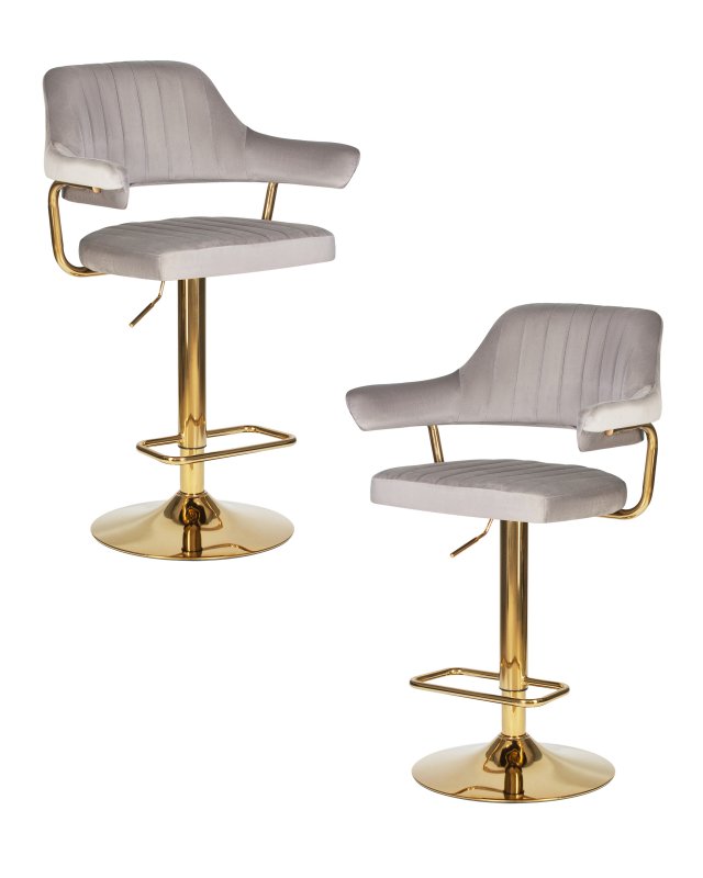Набор 2 шт Стул барный DOBRIN CHARLY GOLD, серый велюр (MJ9-75)