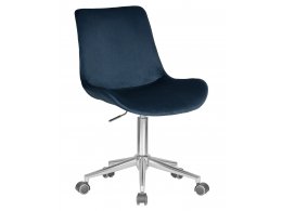 Кресло офисное DOBRIN DORA, синий велюр (1922-20), хромированная сталь