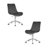 Набор 2 шт Кресло офисное DOBRIN DORA, серый велюр (1922-19), хромированная сталь