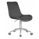 Кресло офисное DOBRIN DORA, серый велюр (1922-19), хромированная сталь