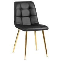 Стул обеденный DOBRIN ALEX, золотые ножки, чёрная экокожа (P-01)