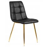 Стул обеденный DOBRIN ALEX, золотые ножки, чёрная экокожа (P-01)