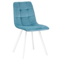 Стул обеденный DOBRIN ALEX SQUARE, белые ножки, морской волны велюр (V108-57)