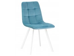 Стул обеденный DOBRIN ALEX SQUARE, белые ножки, морской волны велюр (V108-57)