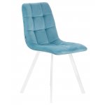Стул обеденный DOBRIN ALEX SQUARE, белые ножки, морской волны велюр (V108-57)