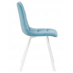 Стул обеденный DOBRIN ALEX SQUARE, белые ножки, морской волны велюр (V108-57)