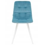 Стул обеденный DOBRIN ALEX SQUARE, белые ножки, морской волны велюр (V108-57)