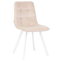 Стул обеденный DOBRIN ALEX SQUARE, белые ножки, кремовый велюр (V108-113)