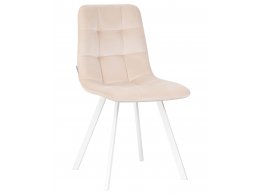 Стул обеденный DOBRIN ALEX SQUARE, белые ножки, кремовый велюр (V108-113)