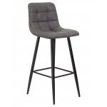 Набор 2 шт Стул барный DOBRIN NICOLE, черные матовые ножки, серая антрацитовая винтажная экокожа (RU-08)