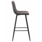 Набор 2 шт Стул барный DOBRIN NICOLE, черные матовые ножки, серая антрацитовая винтажная экокожа (RU-08)