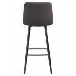 Набор 2 шт Стул барный DOBRIN NICOLE, черные матовые ножки, серая антрацитовая винтажная экокожа (RU-08)