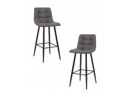 Набор 2 шт Стул барный DOBRIN NICOLE, черные матовые ножки, серая антрацитовая винтажная экокожа (RU-08) Набор 2 шт Стул барный DOBRIN NICOLE, черные матовые ножки, серая антрацитовая винтажная экокожа (RU-08)