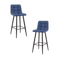Набор 2 шт Стул барный DOBRIN NICOLE, черные матовые ножки, синяя ткань (UF860-14B)