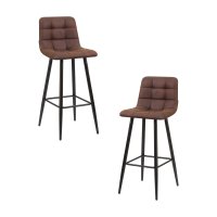 Набор 2 шт Стул барный DOBRIN NICOLE, черные матовые ножки, коричневая микрофибра (PK-03)