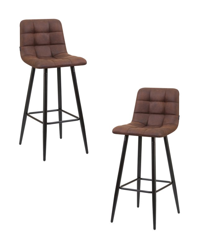 Набор 2 шт Стул барный DOBRIN NICOLE, черные матовые ножки, коричневая микрофибра (PK-03)