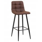 Набор 2 шт Стул барный DOBRIN NICOLE, черные матовые ножки, коричневая микрофибра (PK-03)