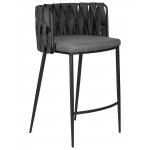 Набор 4 шт Стул полубарный DOBRIN AMELIA COUNTER, серая ткань (F-48), темно-серый винтажный PU (MF-12)