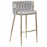 Набор 4 шт Стул барный DOBRIN EMMA GOLD, светло-серый велюр (135-37)
