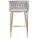 Набор 4 шт Стул барный DOBRIN EMMA GOLD, светло-серый велюр (135-37)