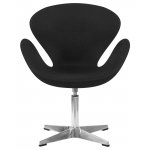 Кресло дизайнерское DOBRIN SWAN, черная ткань AF9, алюминиевое основание