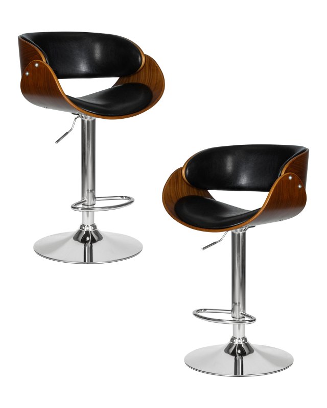 Набор 2 шт Стул барный DOBRIN JOHN, цвет сиденья черный глянец PU ABD 002